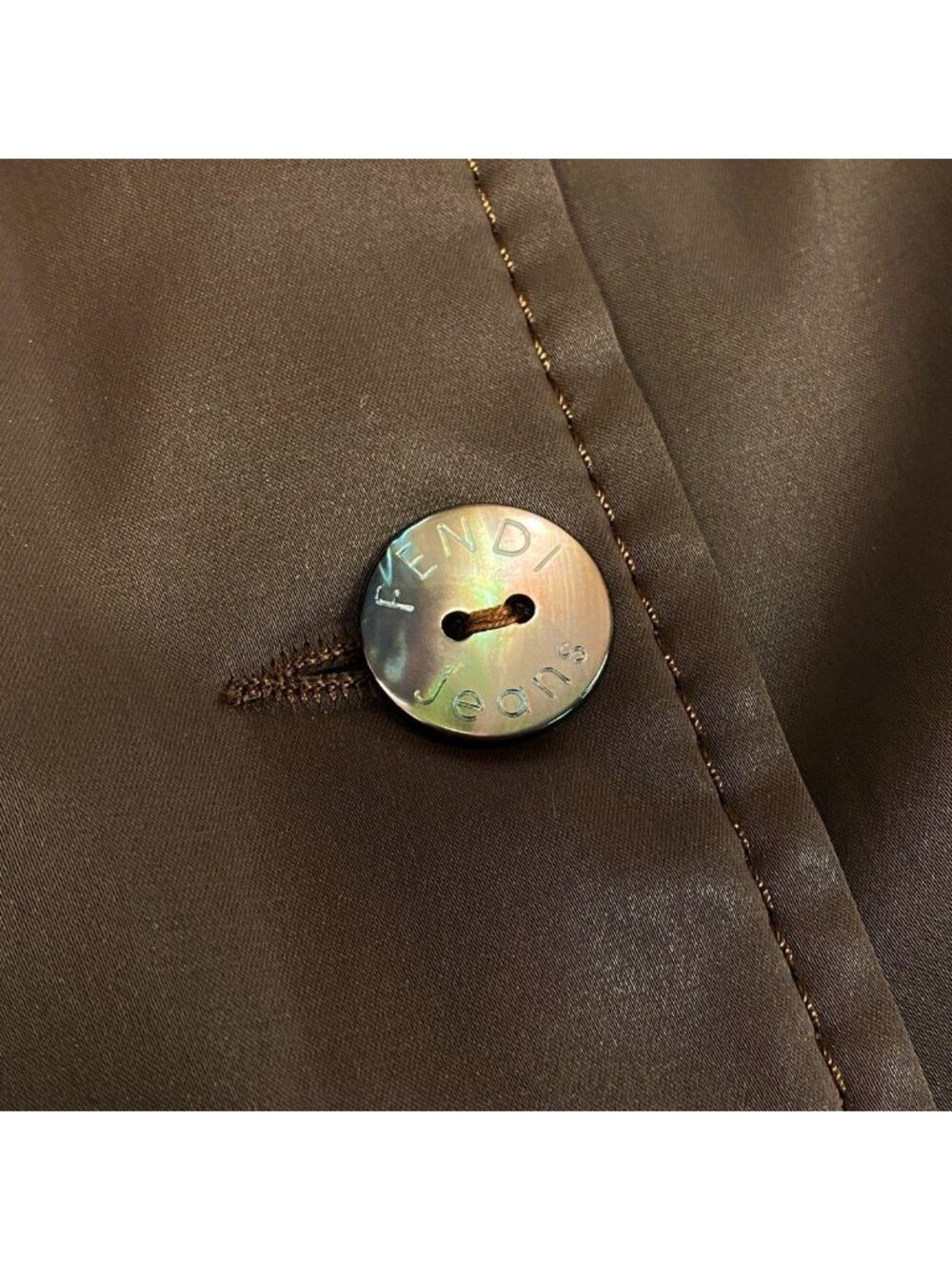 Fendi Chester Coat Long Padded Batting with Logo Buttons Brown - Picture 7 of 9
